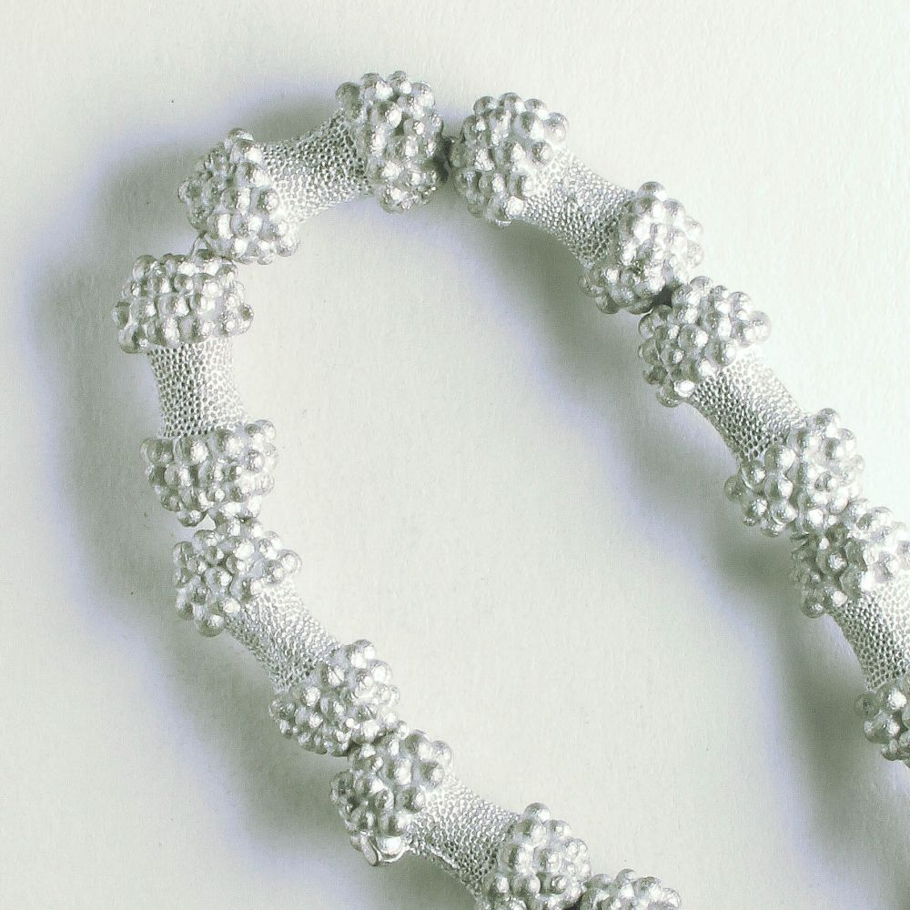 Pewter Beads, Silver Plated - 8" Strand