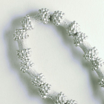 Pewter Beads, Silver Plated - 8" Strand