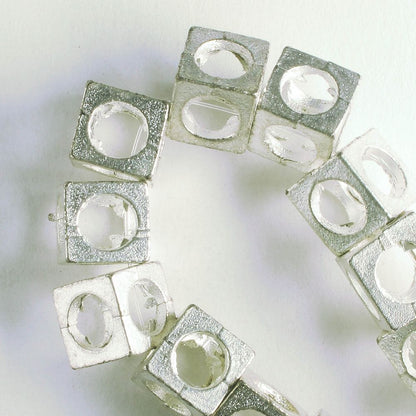 Pewter Beads, Silver Plated - 8" Strand