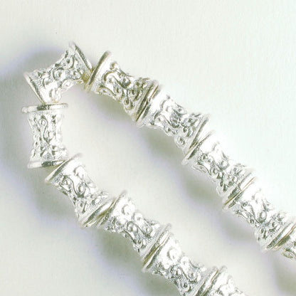 Pewter Beads, Silver Plated - 8" Strand