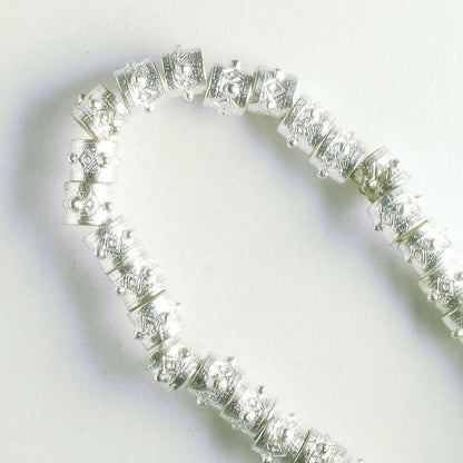 Pewter Beads, Silver Plated - 8" Strand