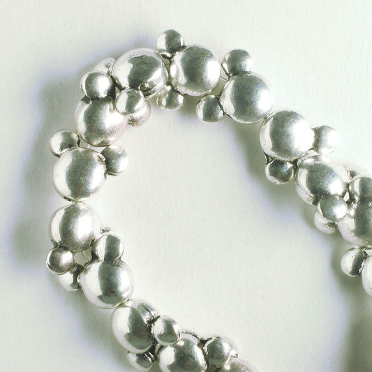 Pewter Beads, Silver plated - 8" Strand