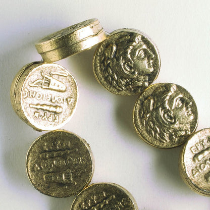 Pewter Beads, Gold Plated - 8" Strand