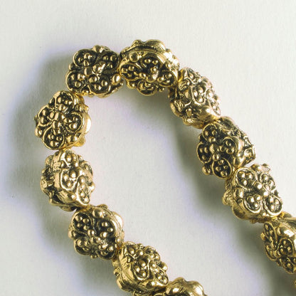 Pewter Beads, Gold Plated - 8" Strand