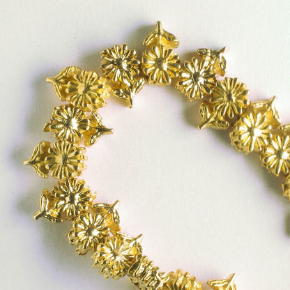 Pewter Beads, Gold Plated - 8" Strand