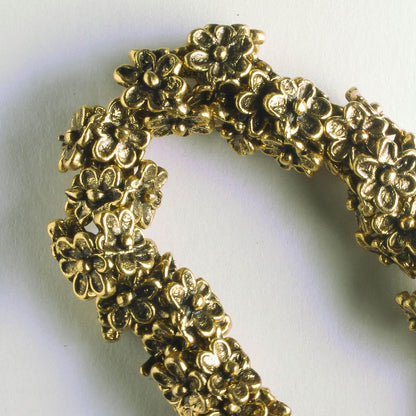 Pewter Beads, Gold Plated - 8" Strand