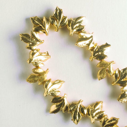 Pewter Beads, Gold Plated - 8" Strand