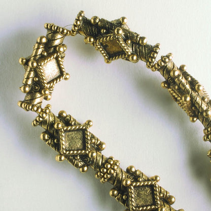 Pewter Beads, Gold Plated - 8" Strand