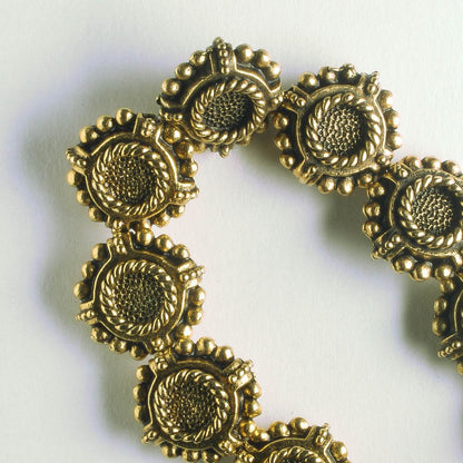 Pewter Beads, Gold Plated - 8" Strand