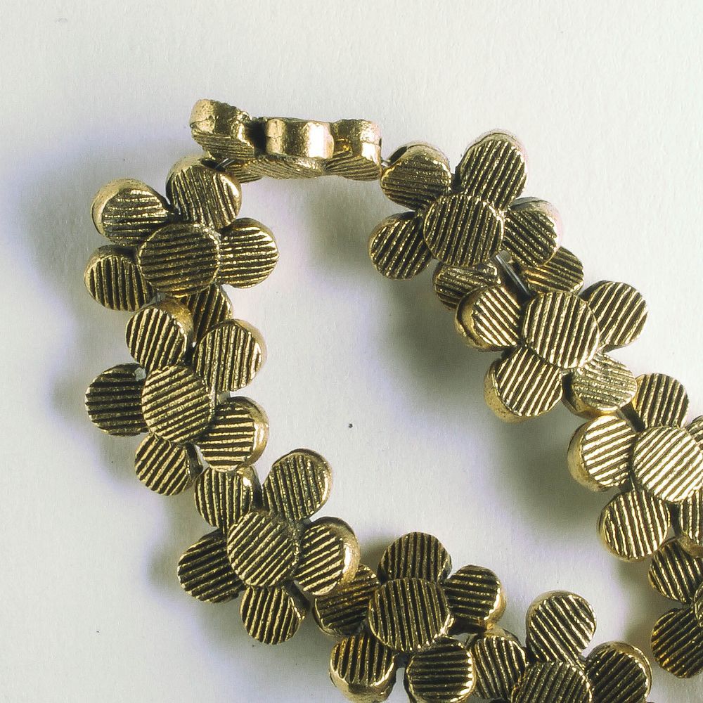 Pewter Beads, Gold plated - 8" Strand