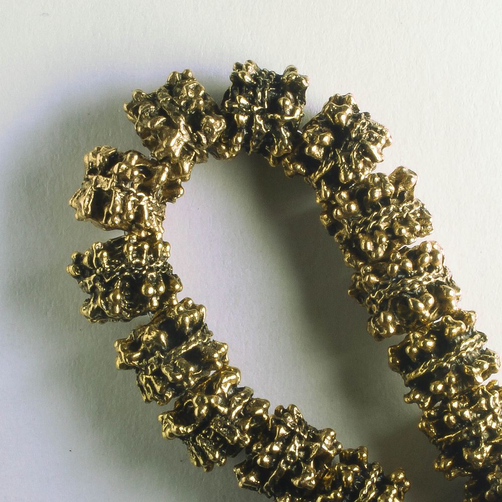 Pewter Beads, Gold Plated - 8" Strand