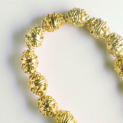 Pewter Beads, Gold Plated - 8" Strand