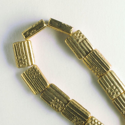 Pewter Beads, Gold Plated - 8" Strand
