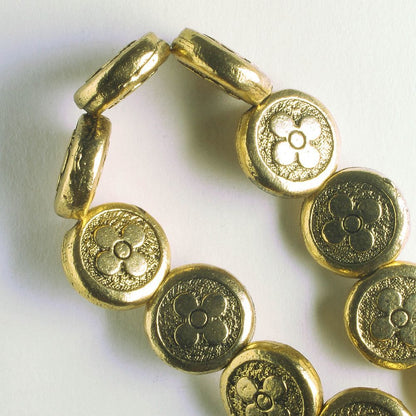 Pewter Beads, Gold Plated - 8" Strand