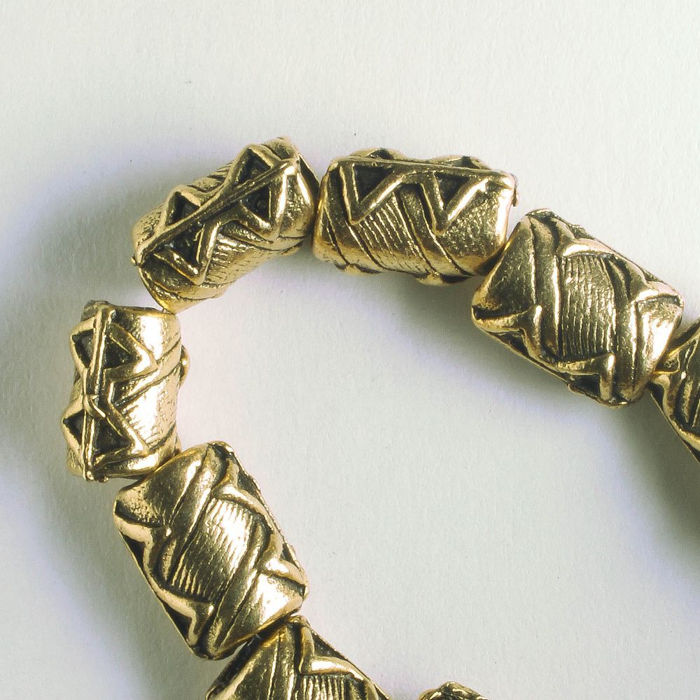 Pewter Beads, Gold Plated - 8" Strand