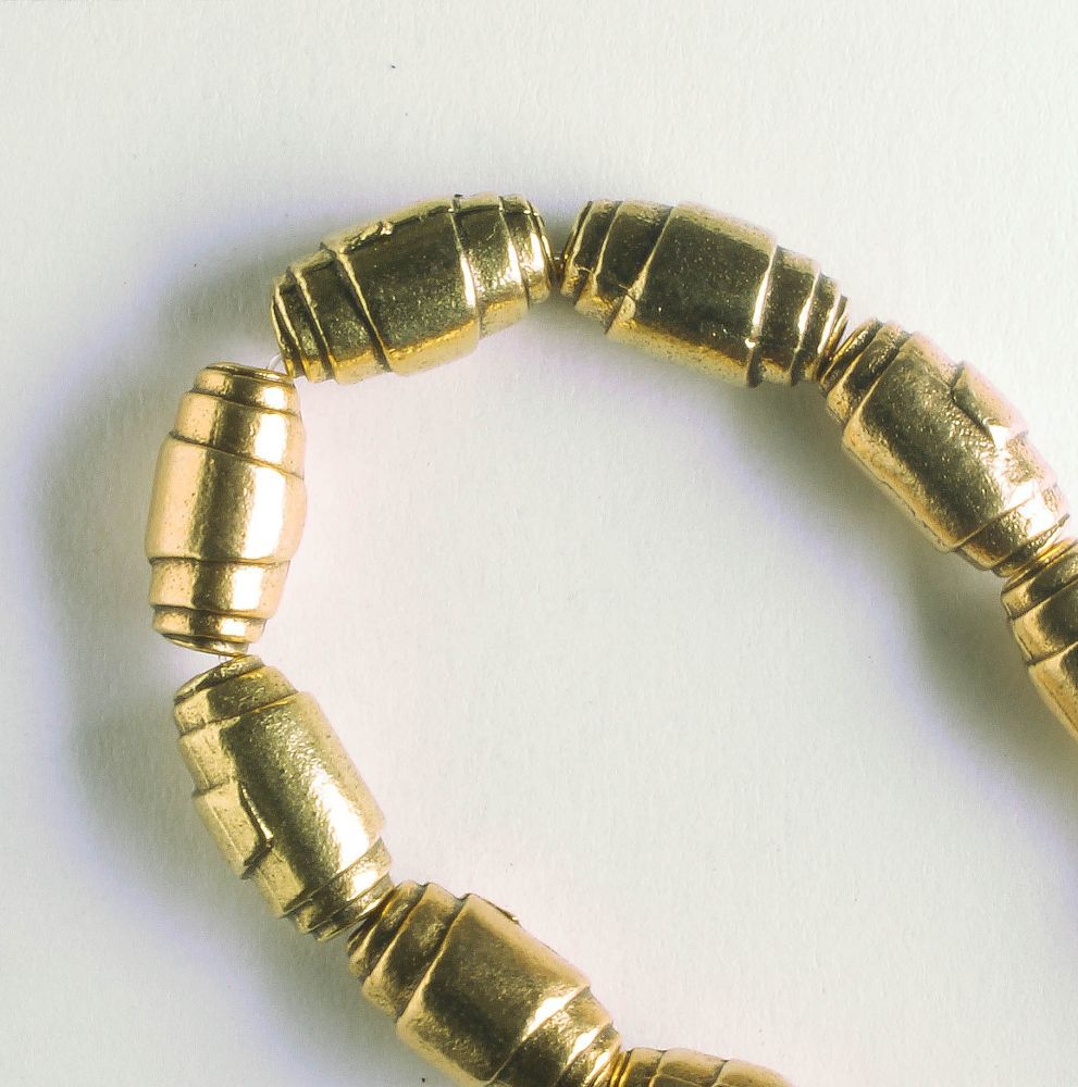 Pewter Beads, Gold Plated - 8" Strand