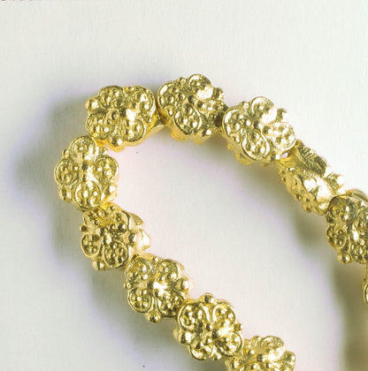 Pewter Beads, Gold Plated - 8" Strand