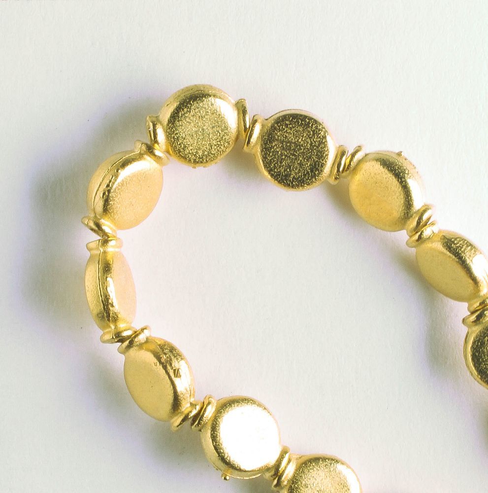 Pewter Beads, Gold Plated - 8" Strand