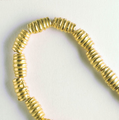 Pewter Beads, Gold Plated - 8" Strand