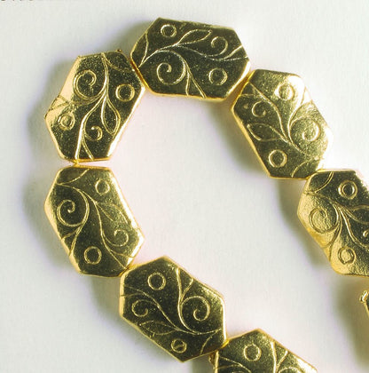 Pewter Beads, Gold Plated - 8" Strand