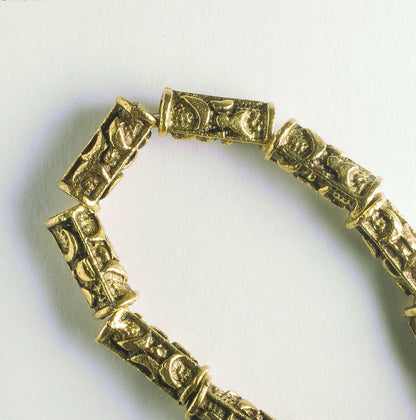 Pewter Beads, Gold Plated - 8" Strand