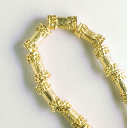 Pewter Beads, Gold Plated - 8" Strand