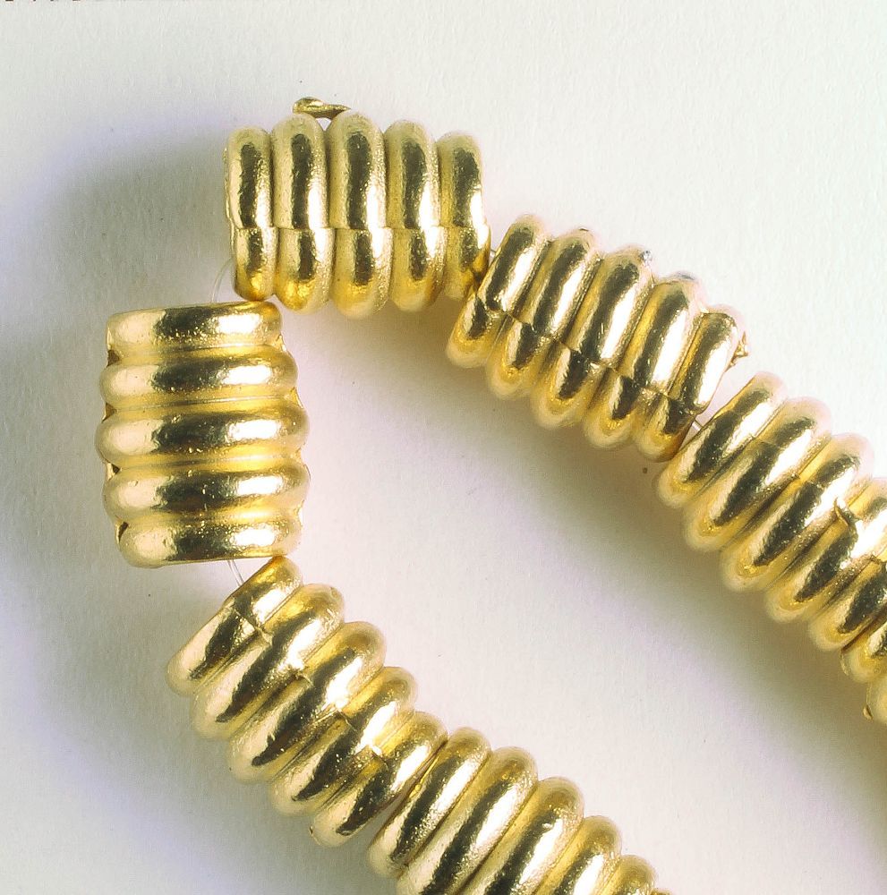 Pewter Beads, Gold Plated - 8" Strand