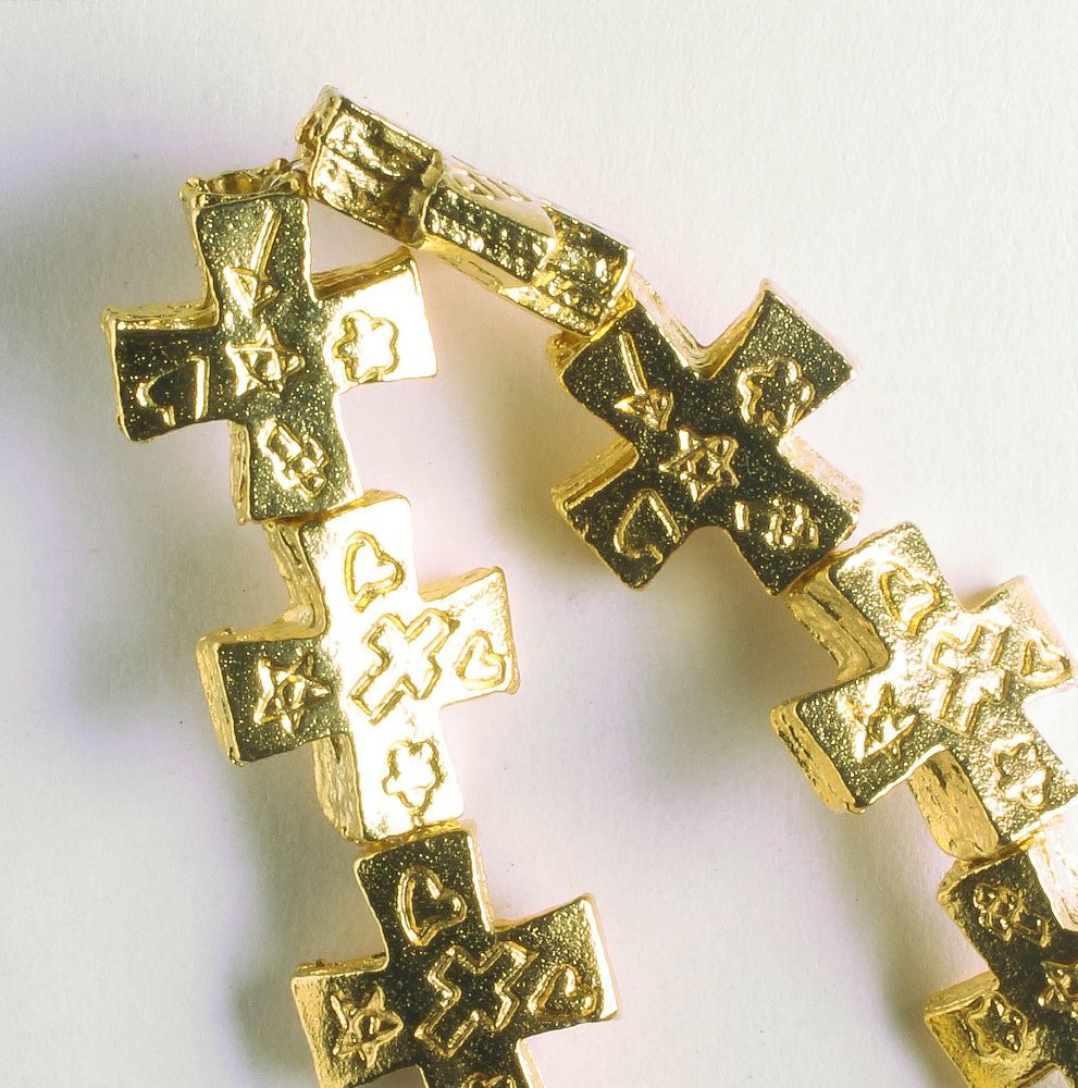 Pewter Beads, Gold Plated - 8" Strand