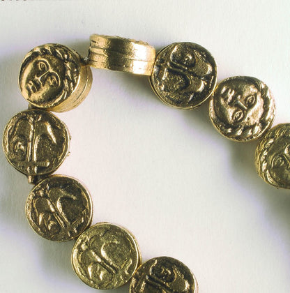 Pewter Beads, Gold Plated - 8" Strand