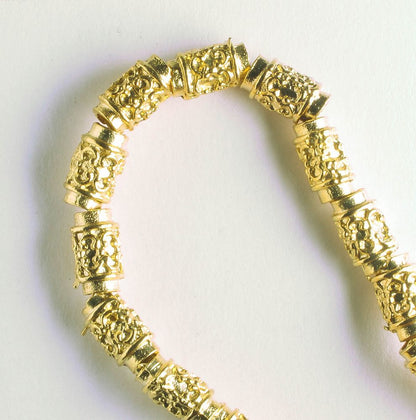 Pewter Beads, Gold Plated - 8" Strand