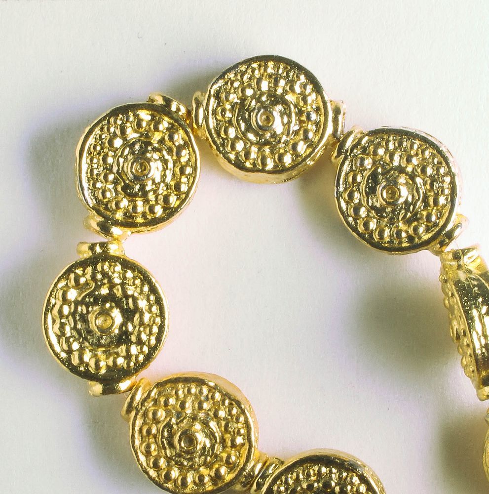 Pewter Beads, Gold Plated - 8" Strand