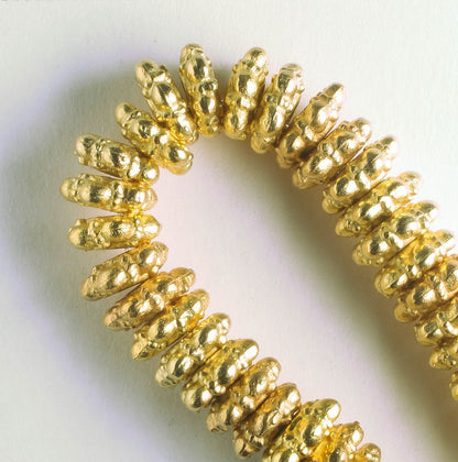 Pewter Beads, Gold Plated - 8" Strand