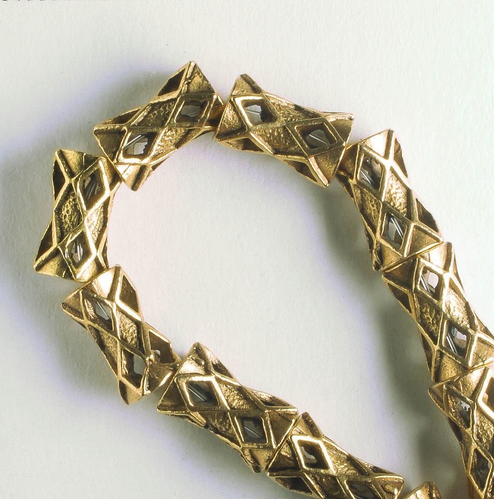 Pewter Beads, Gold Plated - 8" Strand