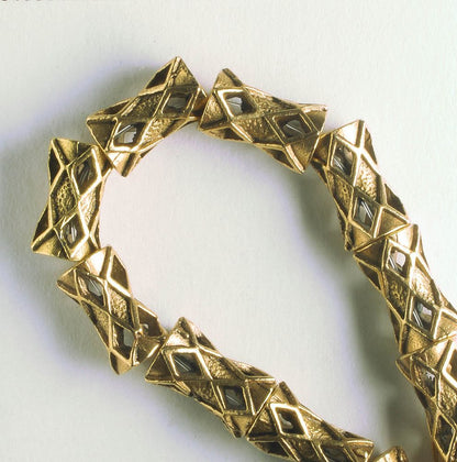 Pewter Beads, Gold Plated - 8" Strand