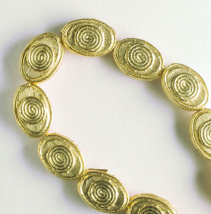 Pewter Beads, Gold Plated - 8" Strand