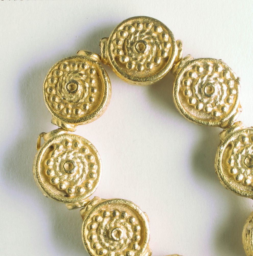 Pewter Beads, Gold Plated - 8" Strand