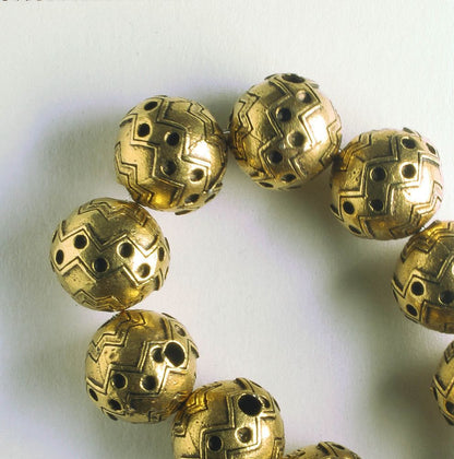 Pewter Beads, Gold Plated - 8" Strand