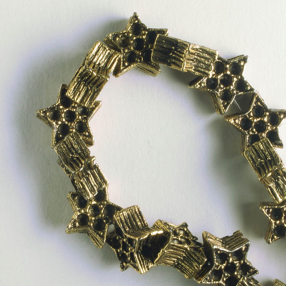 Pewter Beads, Gold Plated - 8" Strand