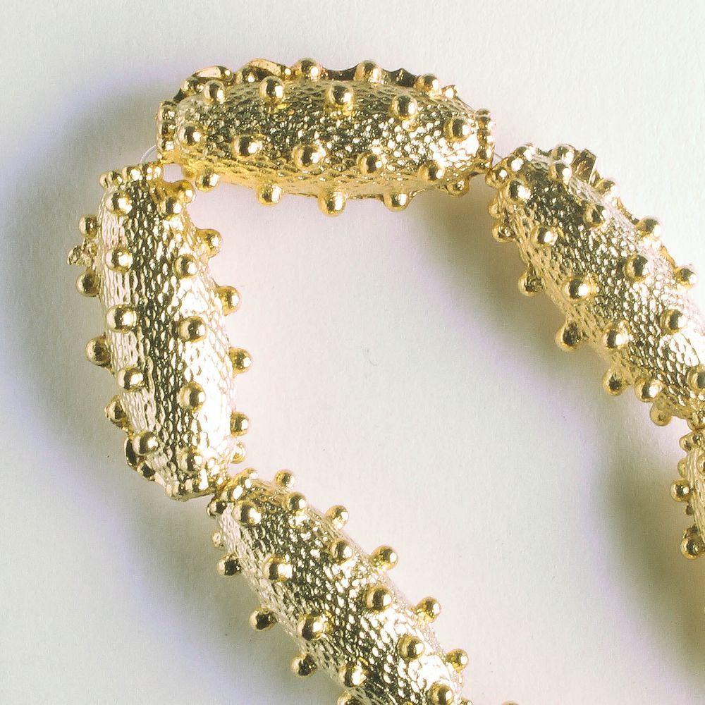 Pewter Beads, Gold Plated - 8" Strand