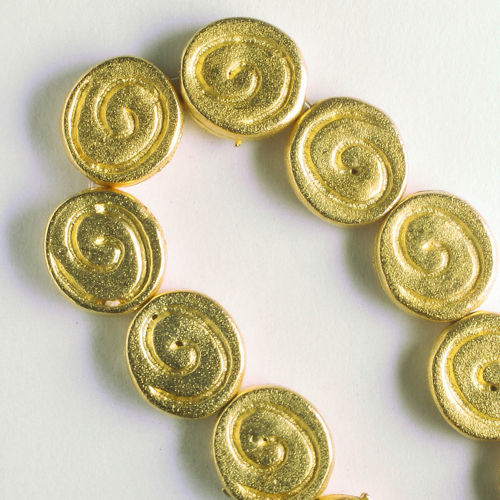 Pewter Beads, Gold Plated - 8" Strand