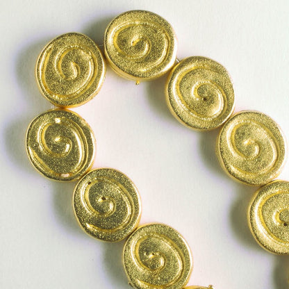Pewter Beads, Gold Plated - 8" Strand