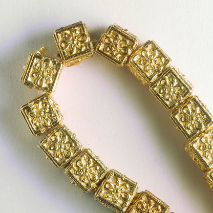 Pewter Beads, Gold Plated - 8" Strand