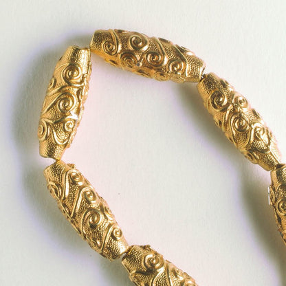 Pewter Beads, Gold Plated - 8" Strand