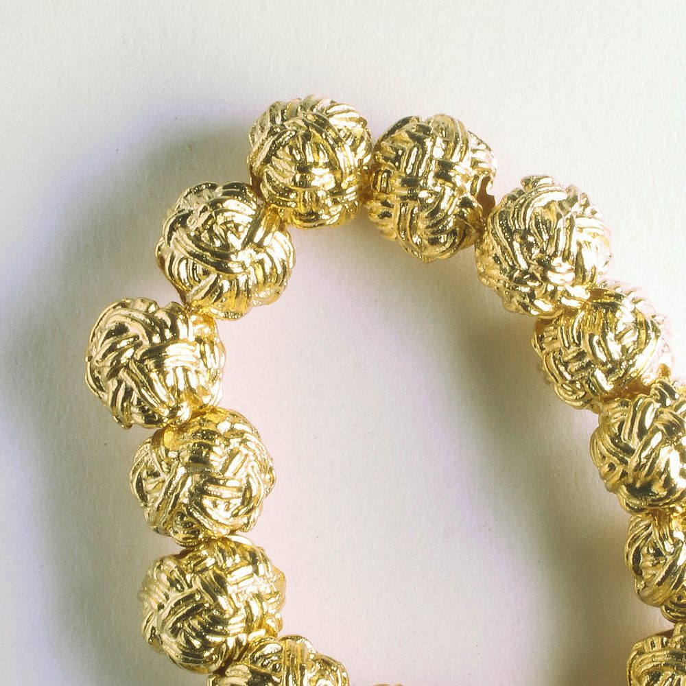 Pewter Beads, Gold Plated - 8" Strand