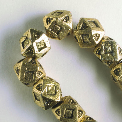 Pewter Beads, Gold Plated - 8" Strand