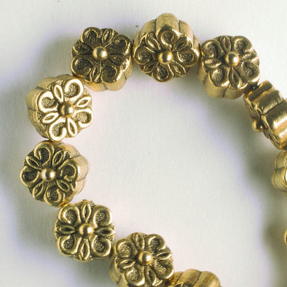 Pewter Beads, Gold Plated - 8" Strand