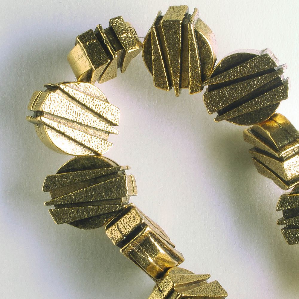 Pewter Beads, Gold Plated - 8" Strand