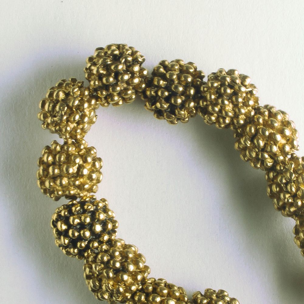 Pewter Beads, Gold Plated - 8" Strand