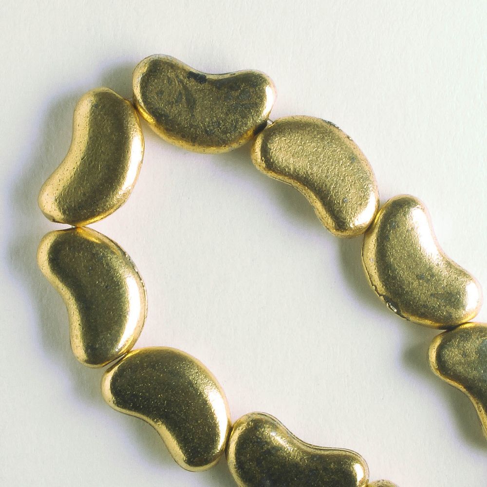 Pewter Beads, Gold Plated - 8" Strand
