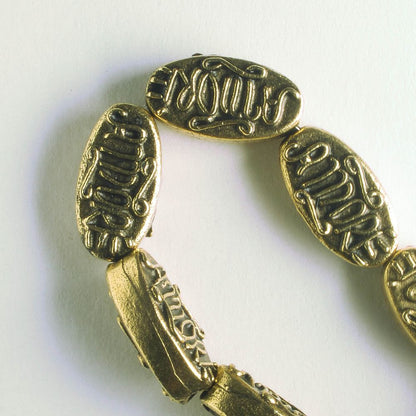 Pewter Beads, Gold Plated - 8" Strand